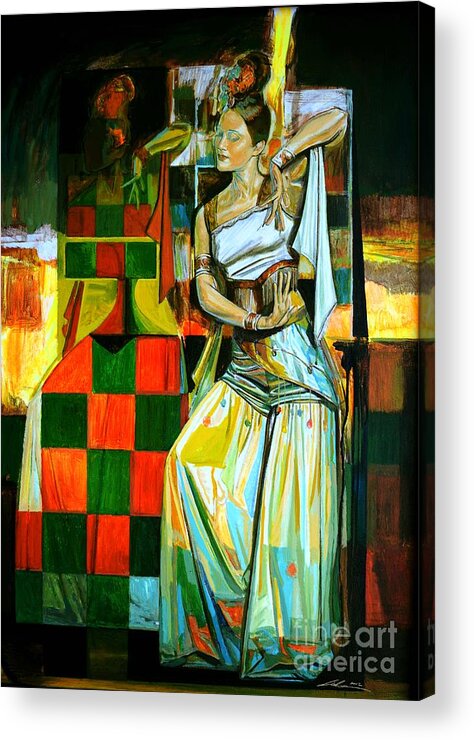 Dancing Acrylic Print featuring the painting  Dancing with shadow by Zheng Li