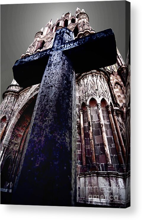 Parroquia Church Acrylic Print featuring the photograph La Parroquia Cross by Barry Weiss