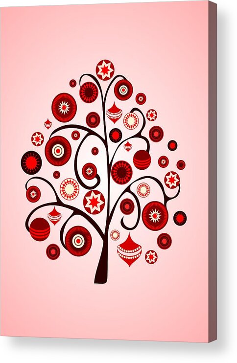 Interior Acrylic Print featuring the digital art Red Ornaments by Anastasiya Malakhova