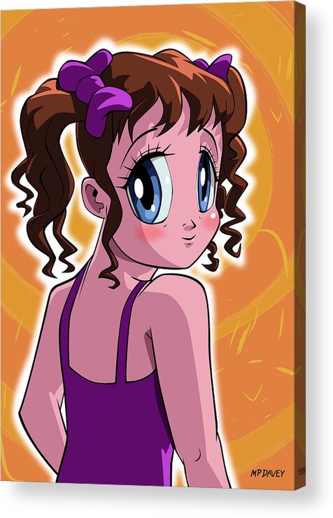 Manga Acrylic Print featuring the digital art Young manga girl looking over shoulder by Martin Davey