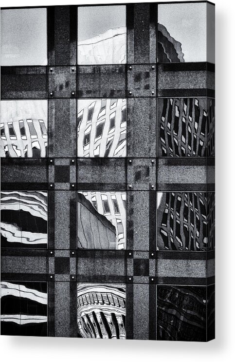 Windows Acrylic Print featuring the photograph 12 Windows - black and white by Jessica Levant