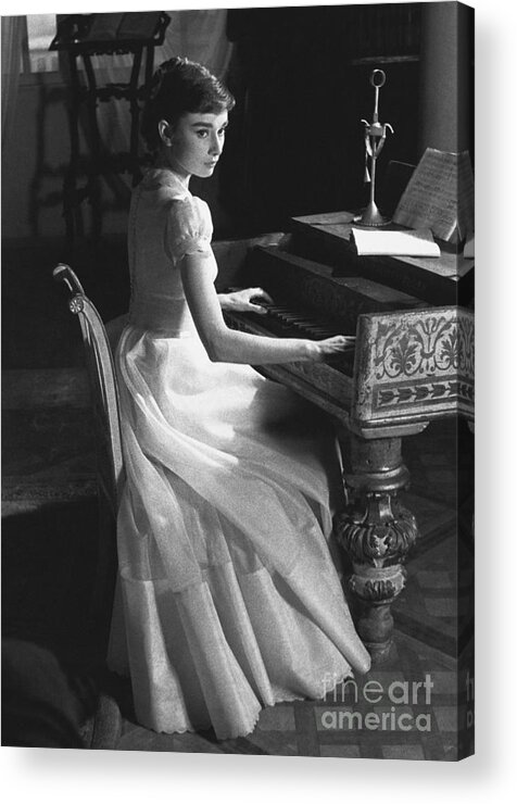 B&w Acrylic Print featuring the photograph Audrey Hepburn #3 by George Daniell