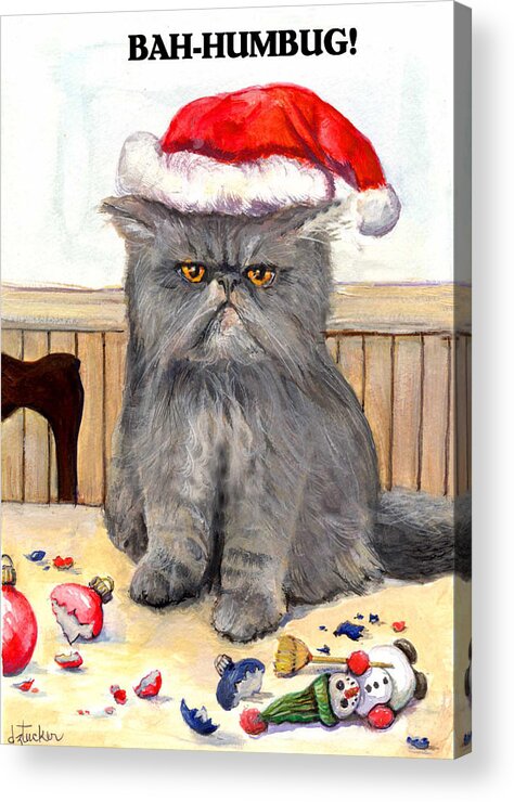 Cat Acrylic Print featuring the painting Bah-humbug #1 by Donna Tucker