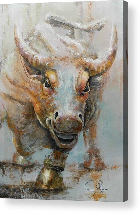 Financial Acrylic Print featuring the painting Bull Market W Redo by John Henne