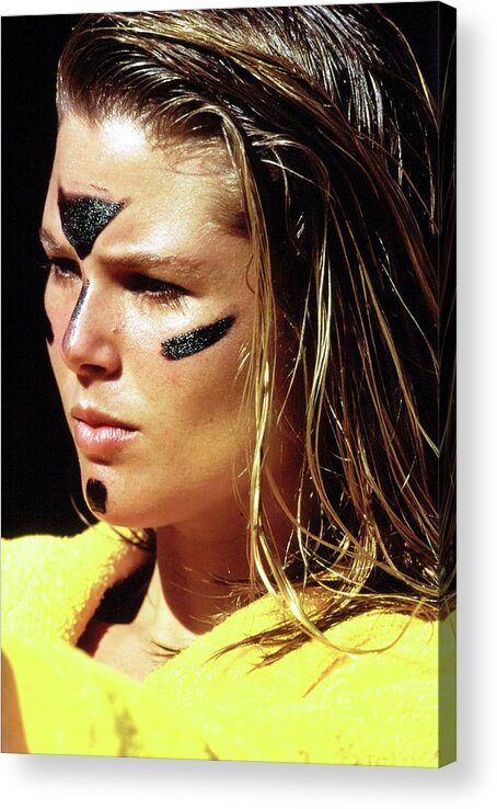 Beauty Acrylic Print featuring the photograph Christie Brinkley Wearing Anti-glare Face Paint #1 by Arthur Elgort