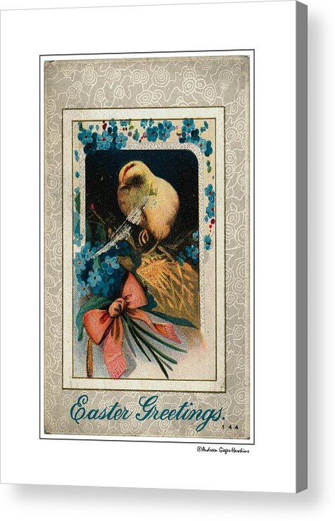 Easter Acrylic Print featuring the photograph Easter Greetings 1913 Vintage Postcard by Audreen Gieger