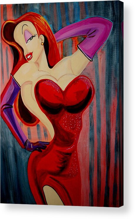 Jessica Acrylic Print featuring the painting Jessica  Comic by Nora Shepley