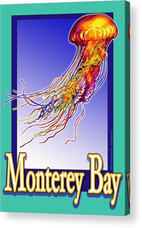 Monterey Bay Acrylic Print featuring the digital art Monterey Bay Jellyfish #1 by Michelle Scott