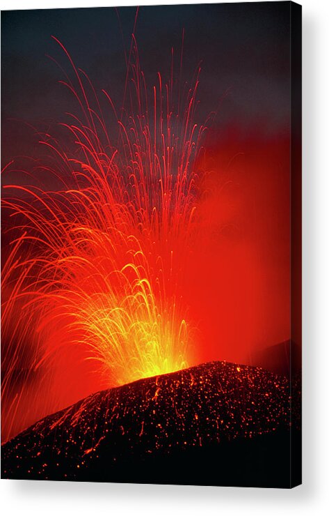 Mount Etna Acrylic Print featuring the photograph Mount Etna Volcano Erupting #1 by Jeremy Bishop/science Photo Library