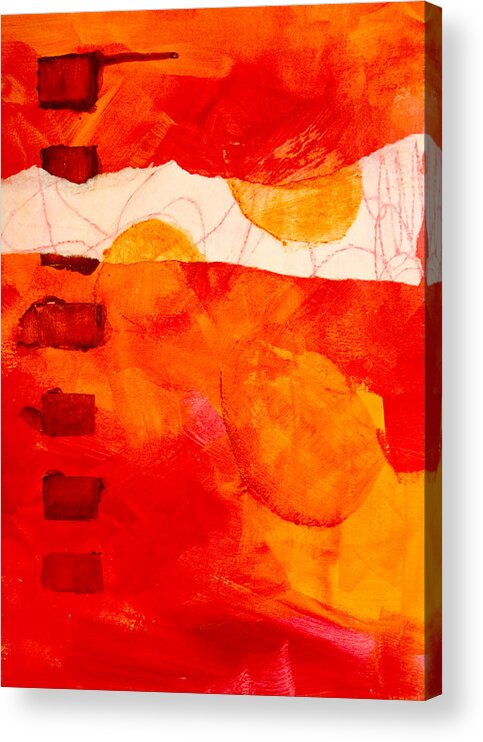 Red Acrylic Print featuring the painting Sunrise #1 by Nancy Merkle