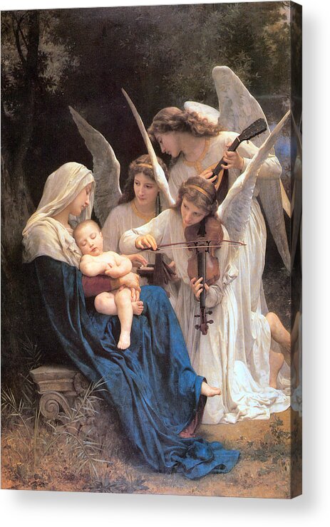 The Virgin With Angels Acrylic Print featuring the digital art The Virgin With Angels #2 by William Bouguereau