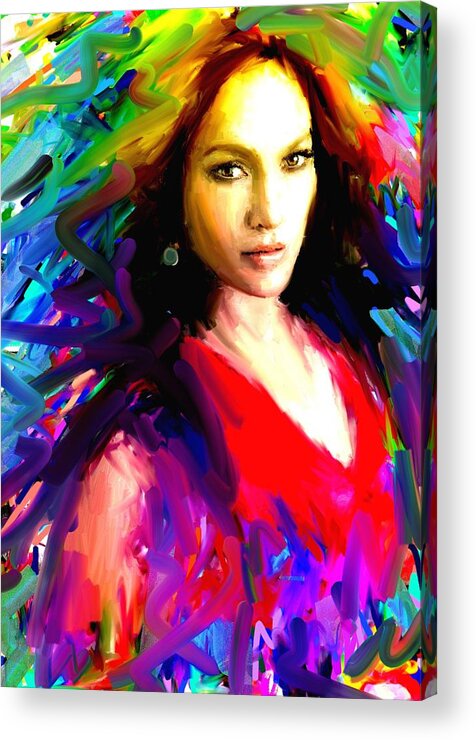 Jennifer Lopez Acrylic Print featuring the painting Jennifer Lopez by Bogdan Floridana Oana