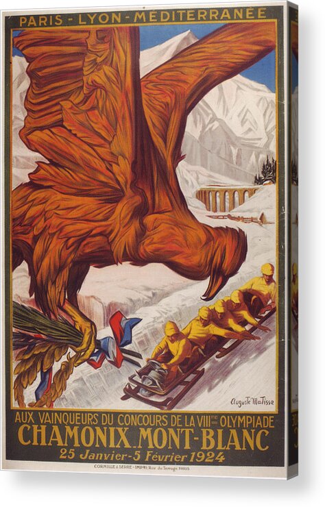 1924 Winter Olympic Games France Chamonix Acrylic Print featuring the painting 1924 Winter Olympic Games France Chamonix by MotionAge Designs