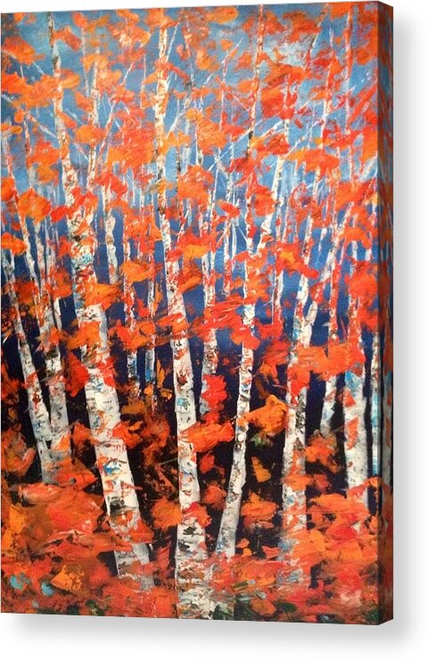 Fall Painting Acrylic Print featuring the painting Aspen Abstract #2 by Desmond Raymond