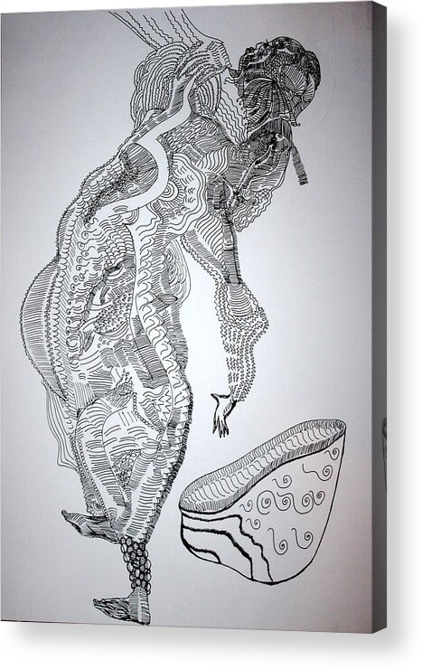 Jesus Acrylic Print featuring the drawing Bakiga Dance - Uganda #2 by Gloria Ssali