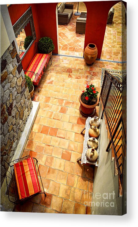 House Acrylic Print featuring the photograph Courtyard of a villa 2 by Elena Elisseeva