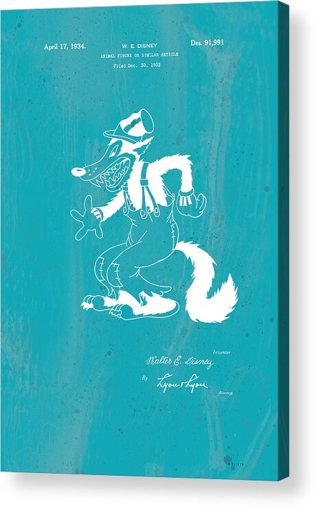 Disney Acrylic Print featuring the digital art Disney Big Bad Wolf #2 by Marlene Watson
