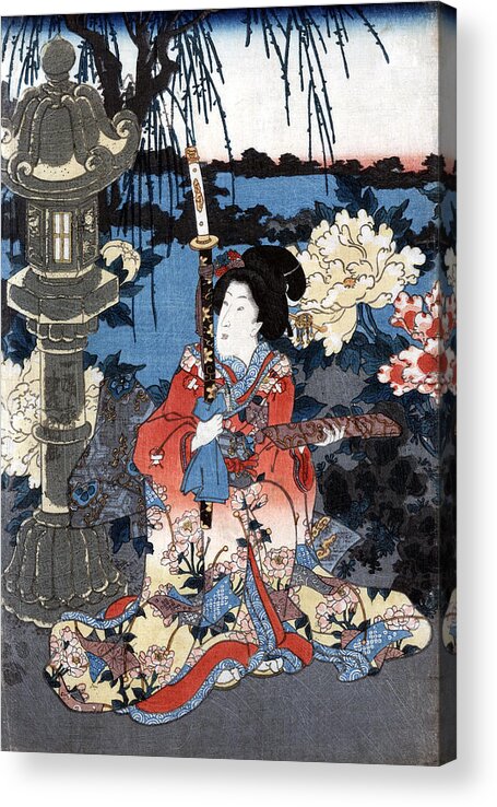 1850 Acrylic Print featuring the painting Japan Woman In Garden #2 by Granger