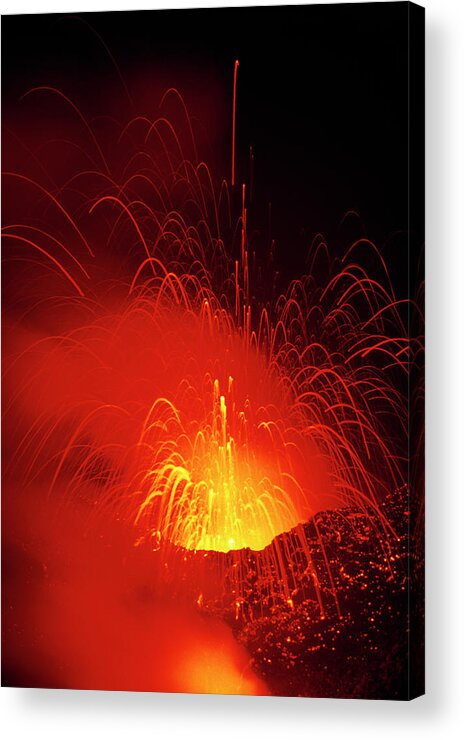 Vulcanology Acrylic Print featuring the photograph Mount Etna Volcano Erupting #3 by Jeremy Bishop/science Photo Library