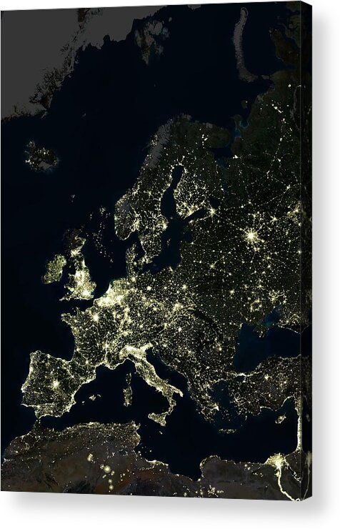 Europe Acrylic Print featuring the photograph Europe At Night #4 by Planetobserver