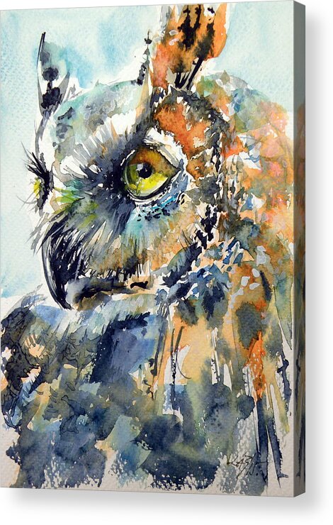 Owl Acrylic Print featuring the painting Owl #5 by Kovacs Anna Brigitta