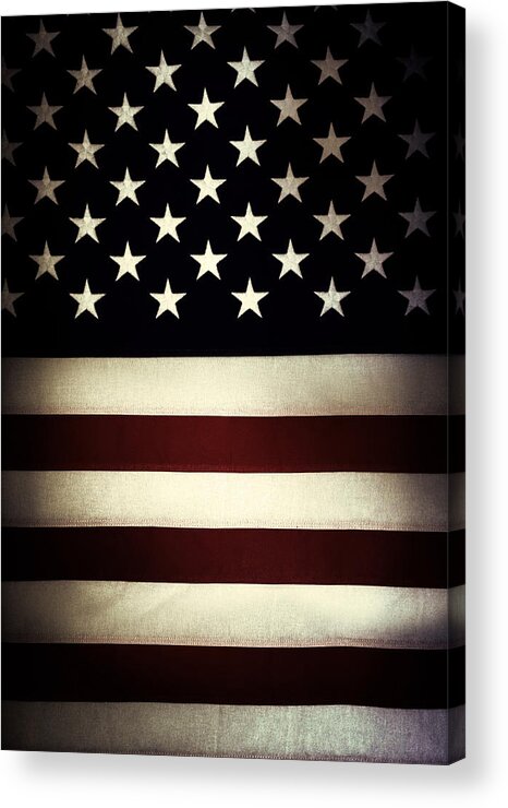 Closeup Acrylic Print featuring the photograph American flag 60 by Les Cunliffe