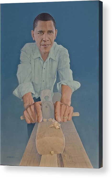 Barack Obama Acrylic Print featuring the painting A Carpenter Chinese Citizen Barack Obama by Tu Guohong