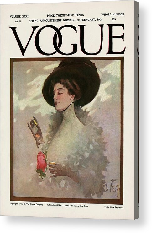 Illustration Acrylic Print featuring the photograph A Vintage Vogue Magazine Cover Of A Woman by Will Foster