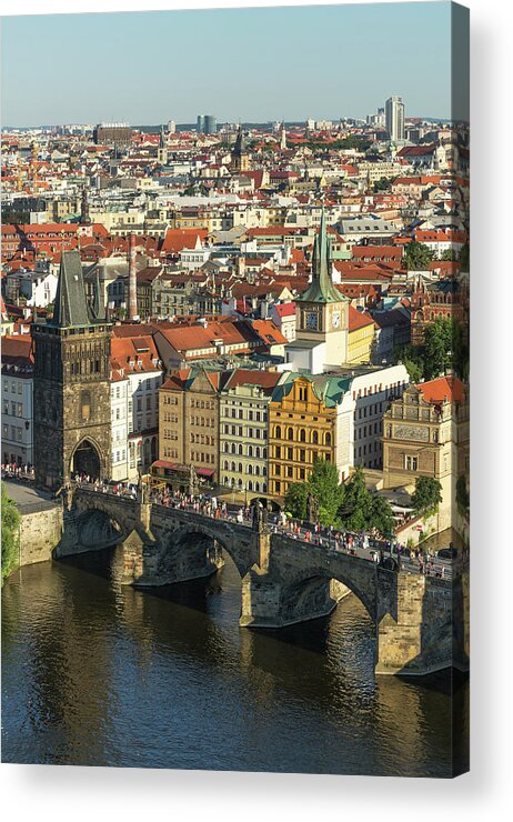 Built Structure Acrylic Print featuring the photograph Aerial View Of Charles Bridge And Old by Buena Vista Images