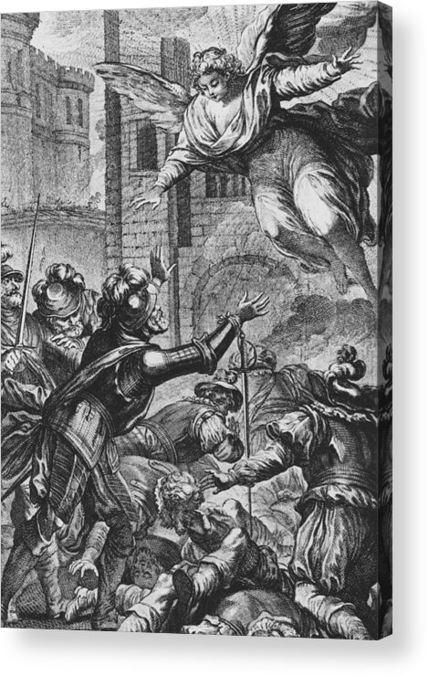 Siege Of Paris Acrylic Print featuring the drawing Apparition of St Louis to Henri IV by Joseph de Longueil 