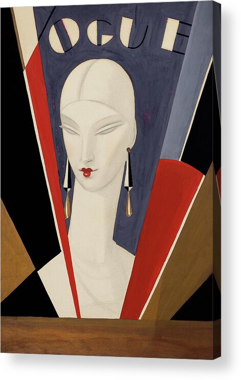 Fashion Acrylic Print featuring the digital art Art Deco Vogue Cover Of A Woman's Head by Eduardo Garcia Benito