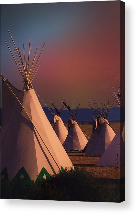 Teepee Acrylic Print featuring the photograph At the Encampment by Kae Cheatham