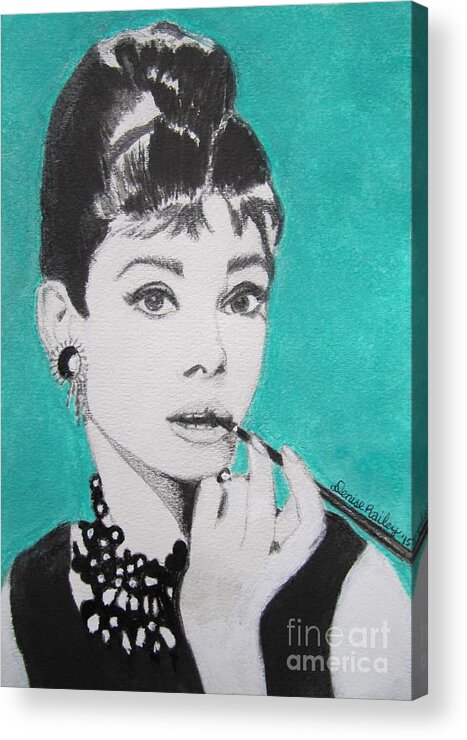 Audrey Hepburn Acrylic Print featuring the painting Audrey by Denise Railey
