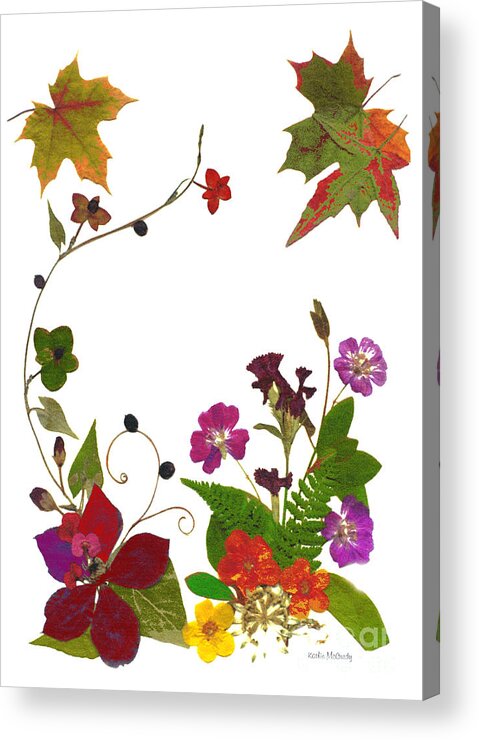 Leaves Acrylic Print featuring the digital art Autumn Garden by Kathie McCurdy