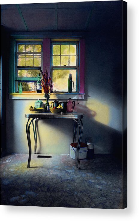 Kitchen Acrylic Print featuring the painting Bachelor's Kitchen - V by Cindy McIntyre