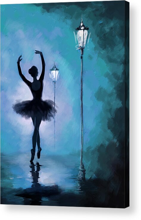 Ballet Dancer Acrylic Print featuring the painting Ballet in the Night by Corporate Art Task Force