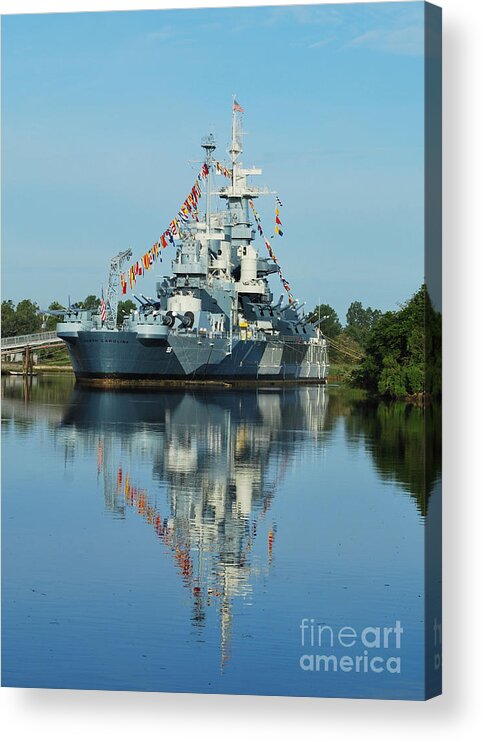 Battleship Acrylic Print featuring the photograph Battleship Reflections by Bob Sample