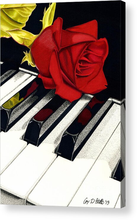 Red Acrylic Print featuring the drawing Beautiful Music by Cory Still