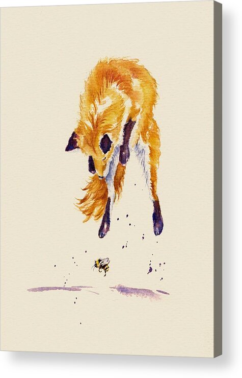 Foxes Acrylic Print featuring the painting Bee Brave by Debra Hall
