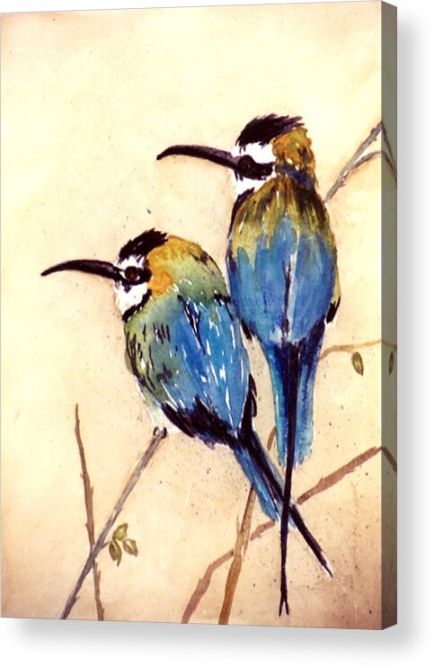 Birds Acrylic Print featuring the painting Bee Catchers by Sally Quillin