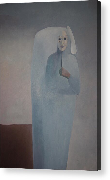 Woman Acrylic Print featuring the painting Behind Me - is White Lady by Tone Aanderaa