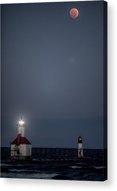 Blood Moon Acrylic Print featuring the photograph Blood moon over St Joe 2 by John Crothers