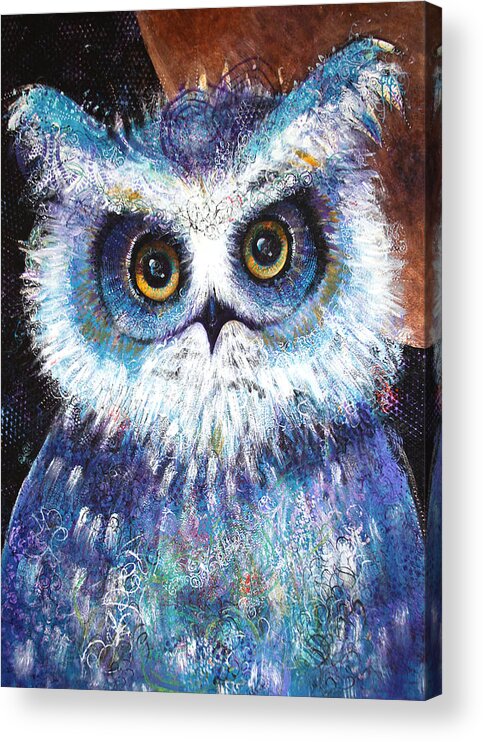 Owl Acrylic Print featuring the painting Blue by Laurel Bahe