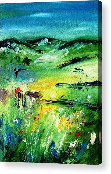 Ireland Acrylic Print featuring the painting Bluegreenscape-available As A Signed And Numbered Art Print On Canvas - See Www.pixi-art.com by Mary Cahalan Lee - aka PIXI