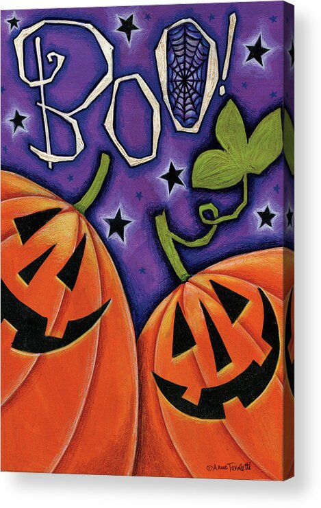 Autumn Acrylic Print featuring the painting Boo Pumpkins by Anne Tavoletti