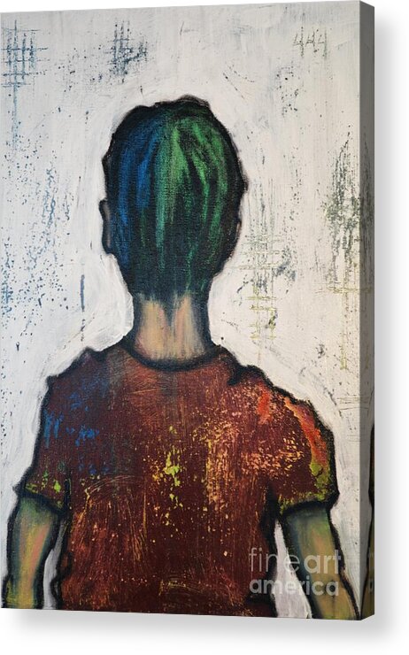 Abstract Acrylic Print featuring the painting Boy #1 by Vincent Avila