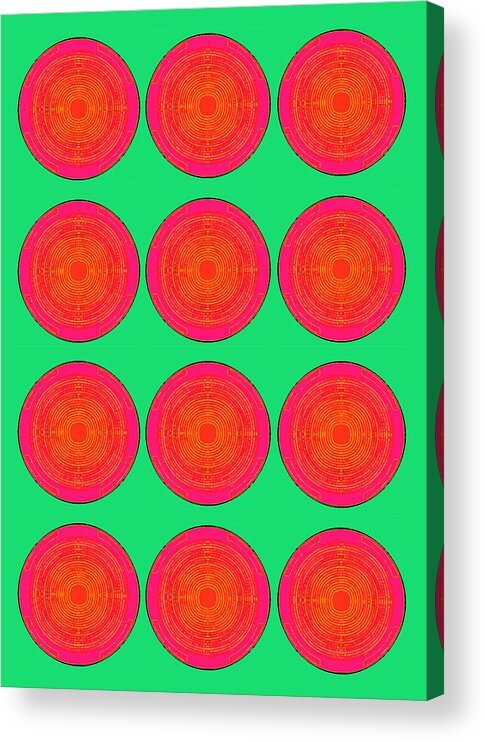Sun Acrylic Print featuring the painting Bubbles Watermelon Warhol by Robert R by Robert R Splashy Art Abstract Paintings
