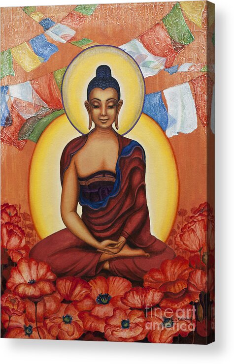 Buddha Acrylic Print featuring the painting Buddha by Yuliya Glavnaya