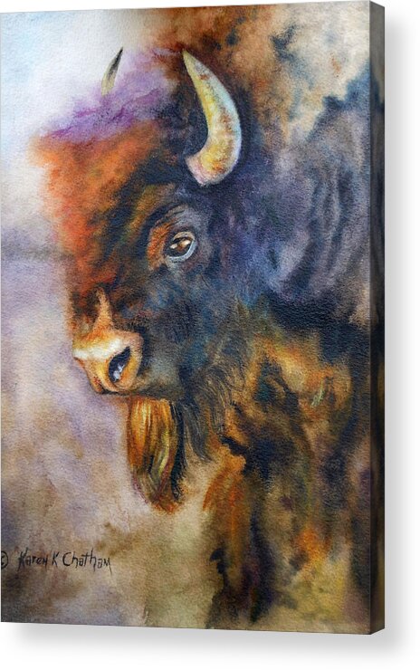Buffalo Art Prints Acrylic Print featuring the painting Buffalo Business by Karen Kennedy Chatham