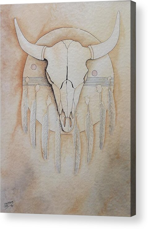 Native American Acrylic Print featuring the painting Buffalo Shield by Richard Faulkner